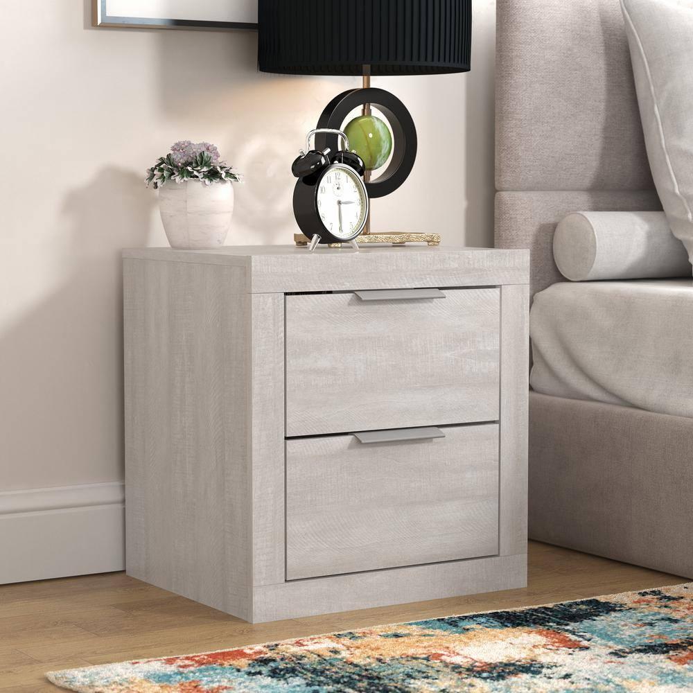 Galano Harlowin 2 Drawer Nightstand - Dusty Grey Oak