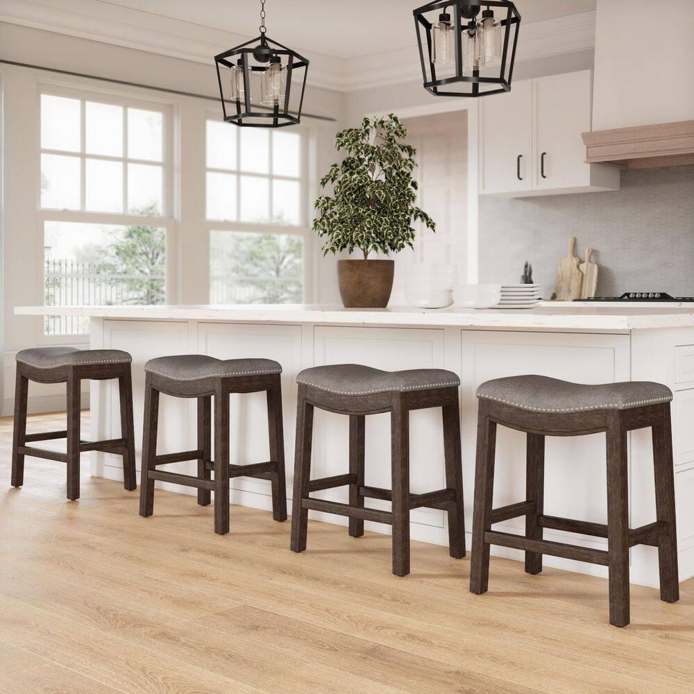 New Ridge Home Goods 26" Saddle Wood Counter Height Stool Distressed Espresso