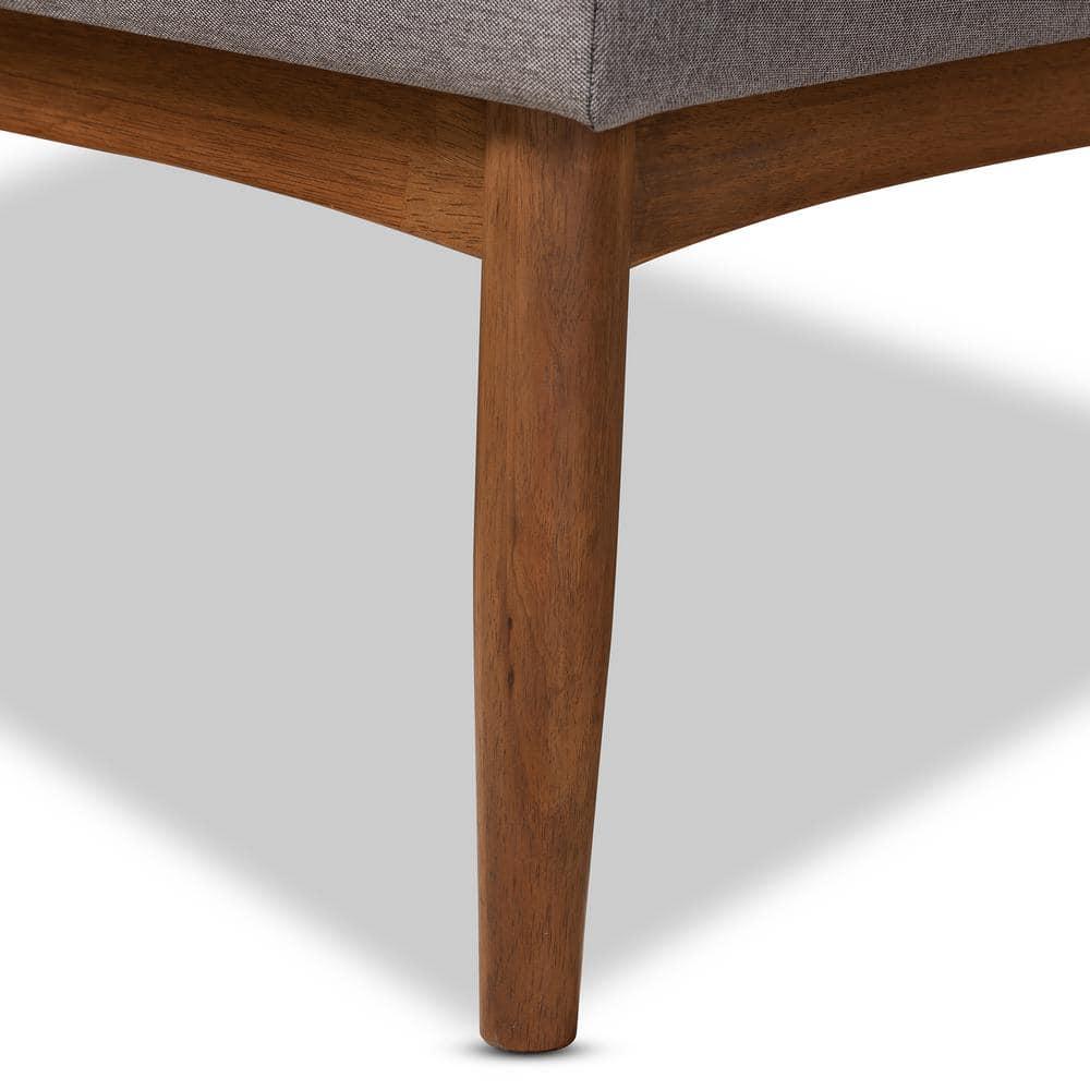 Baxton Studio Arvid Mid-Century Modern Gray Fabric Upholstered 2-Piece Wood Dining Nook Banquette Set