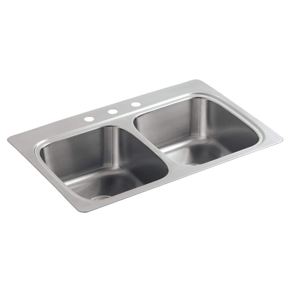 Verse Top-Mount Double-Equal Bowl Kitchen Sink with Single Faucet Hole