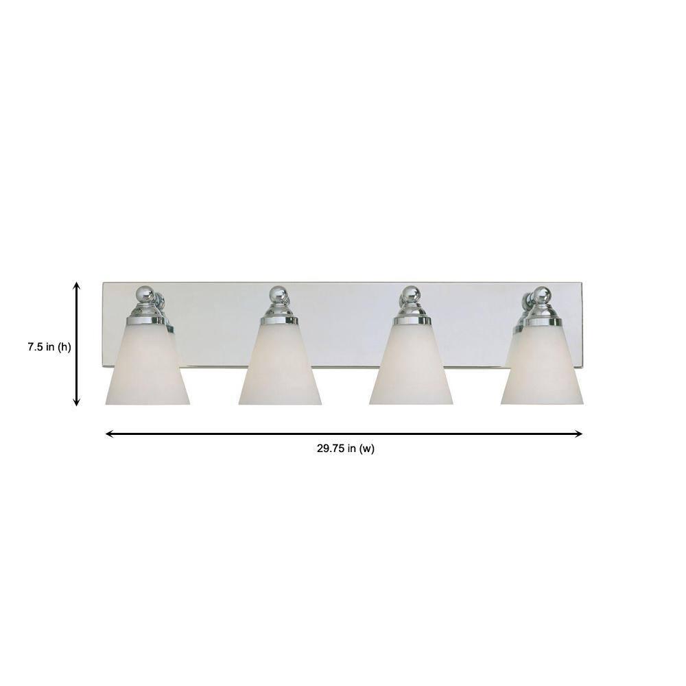 Chrome Contemporary Four Light 400W Bathroom Wall Fixture Hudson Collection