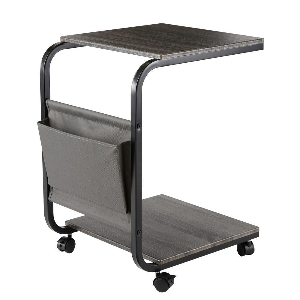 Seville Classics C Shaped End Table TV Tray on Wheels