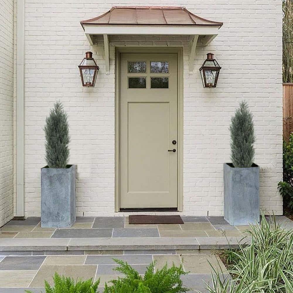 Poetree 2 Pack 3 ft Cedar Plants Outdoor Artificial Topiary Fake Tree UV Resistant Potted Tree for Porch Decor Faux Pine Tree