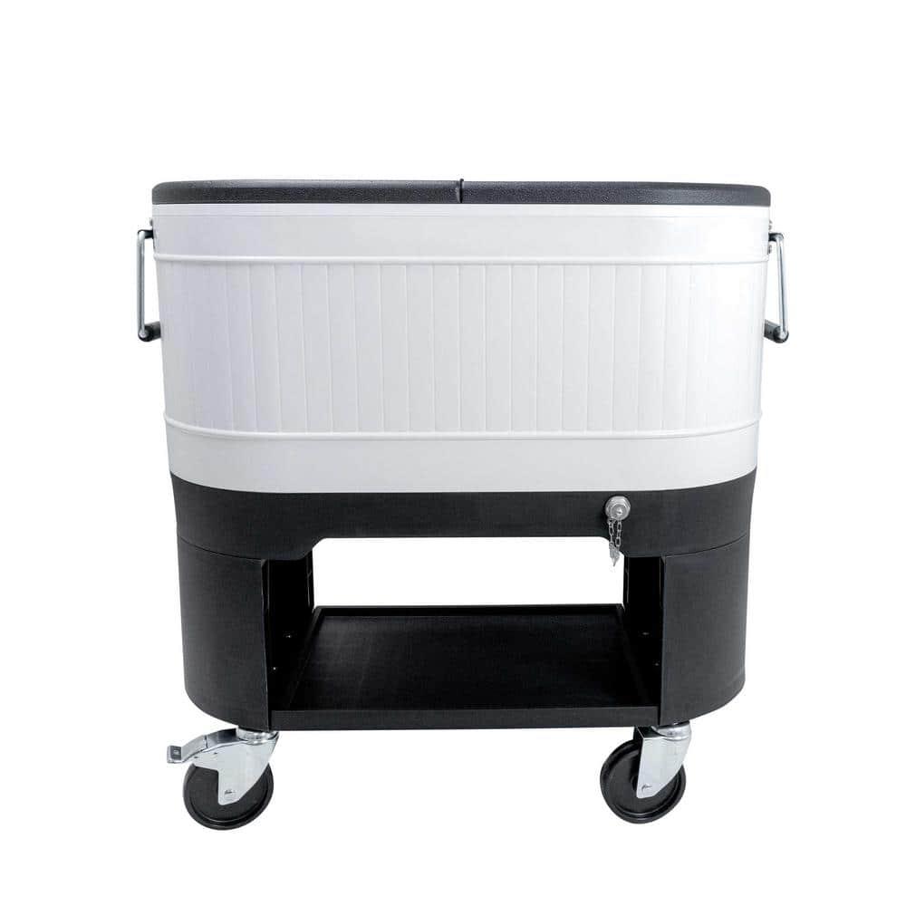 Permasteel 120-Qt Large Outdoor Cooler Cart on Wheels, Rolling Patio Cooler with Dividers for Separate Compartments