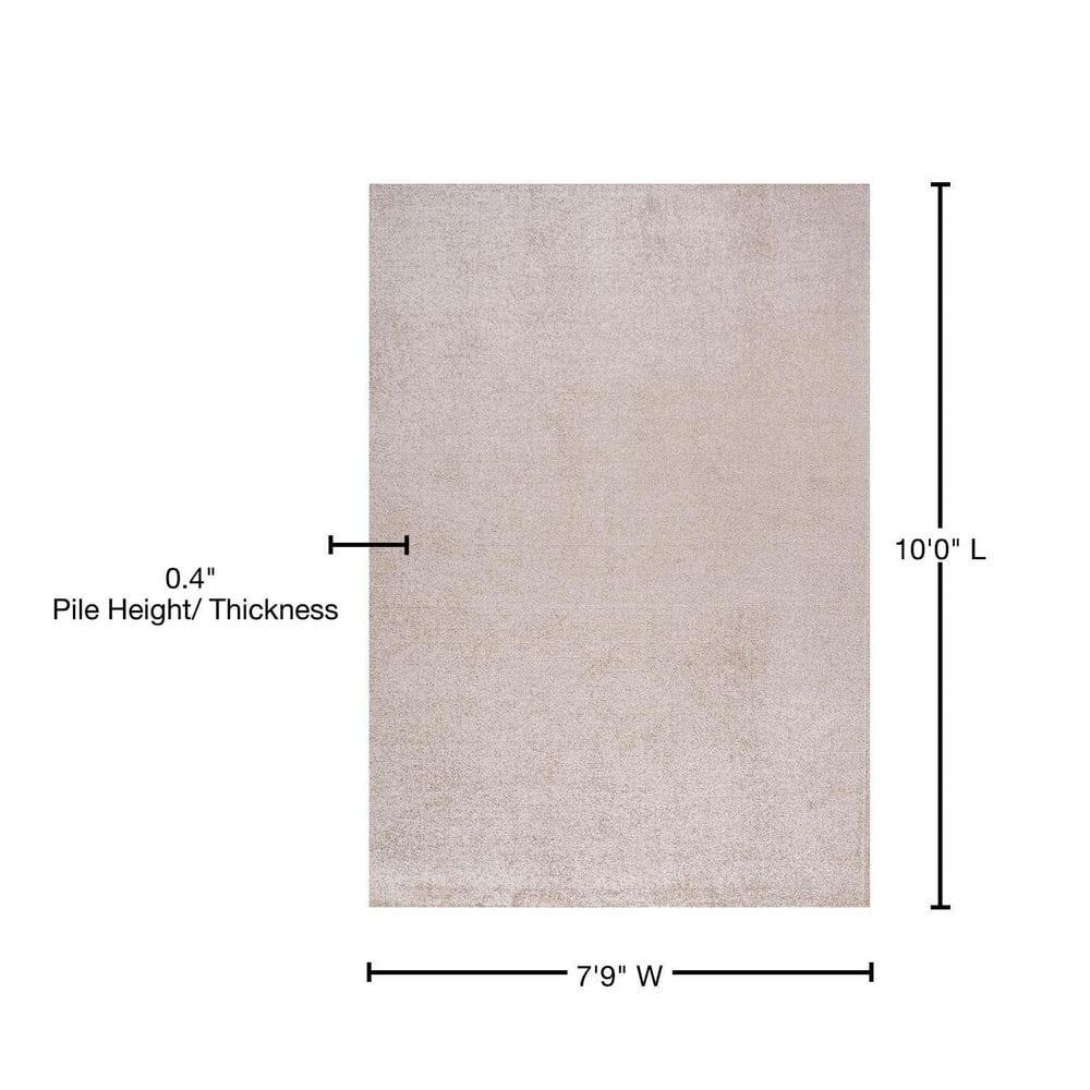 8'x10' Haze Solid Low-Pile Area Rug, Beige - JONATHAN Y