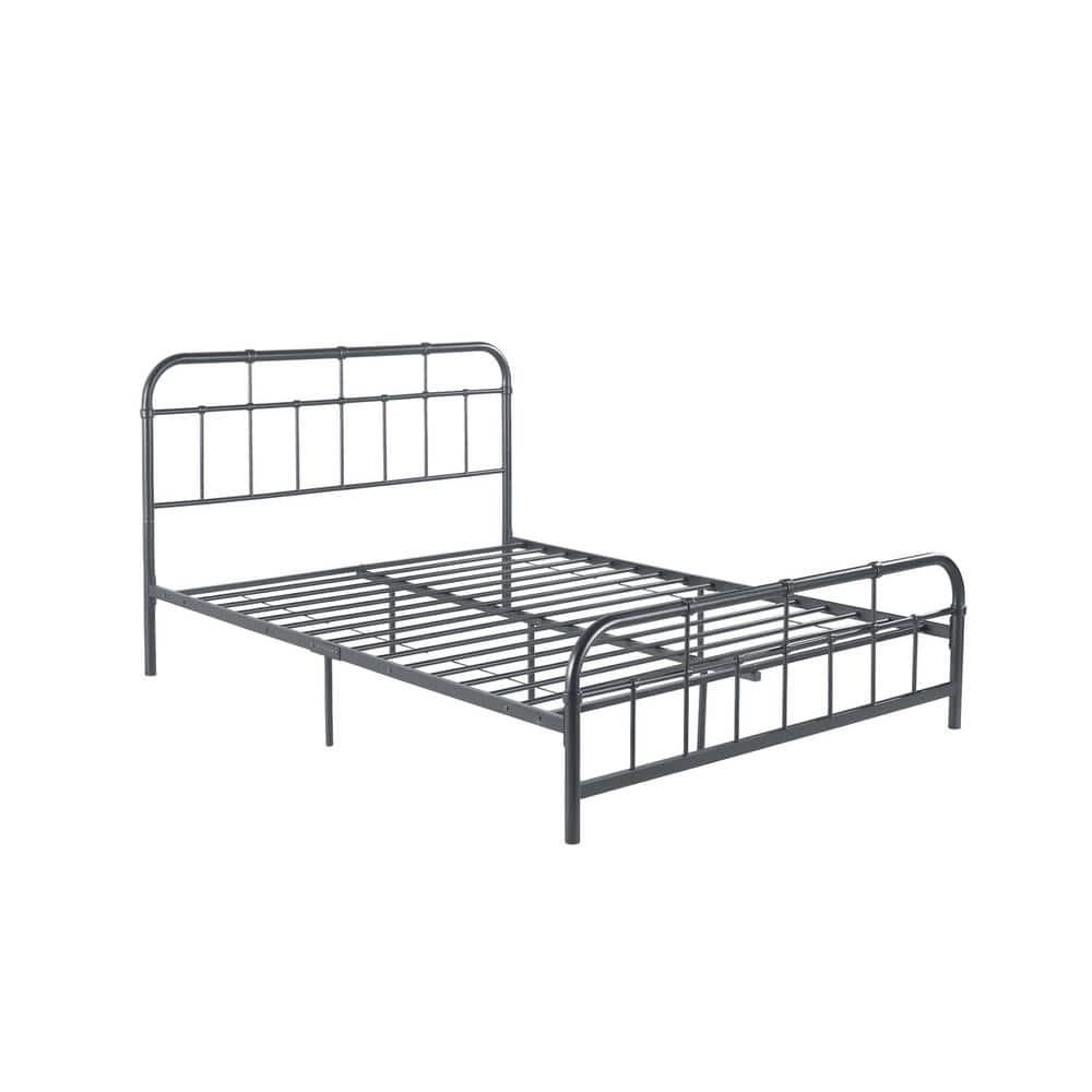 Noble House Khari Industrial Style Queen-Size Iron Minimal Bed Frame, Charcoal Gray