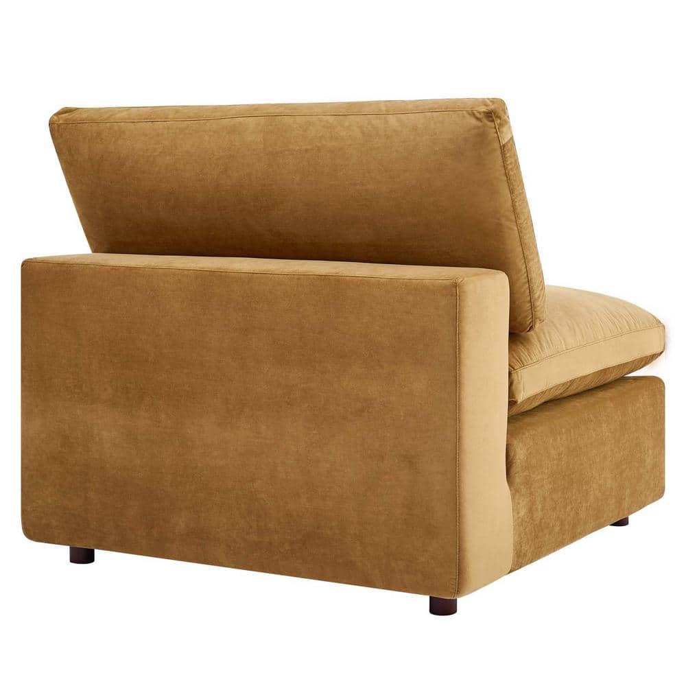 Modway Commix Down Filled Overstuffed Performance Velvet Armless Chair in Cognac