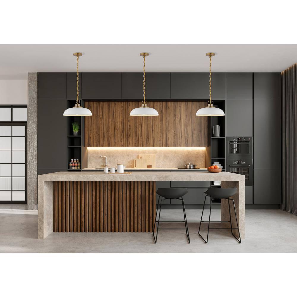 Nuvo Lighting Colony 1 Light Small Pendant Matte White with Burnished Brass
