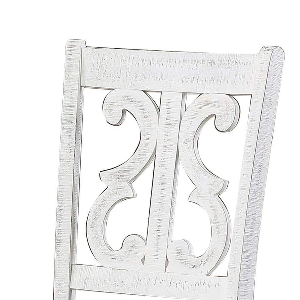 38.75 x 22.5 x 20 in. Open Scroll Back Wooden Side Chair with Padded Seat, White - Set of 2