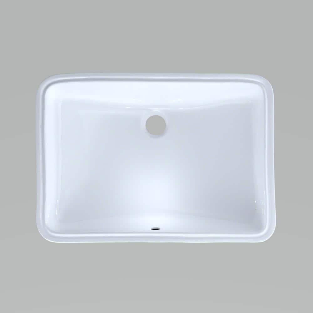 Vitreous China Rectangular Undermount Bathroom Sink with Overflow
