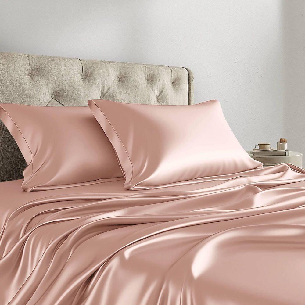 California King Satin Luxury 6pc Sheet Set Blush