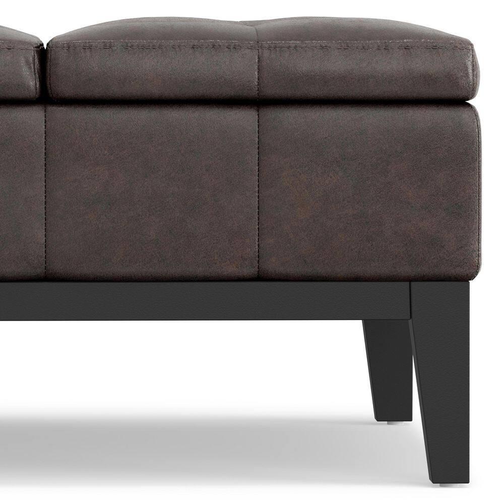 Simpli Home Dover 36"W Upholstered Square Coffee Table Storage Ottoman with Split Tufted Lift Top & Reviews | Wayfair