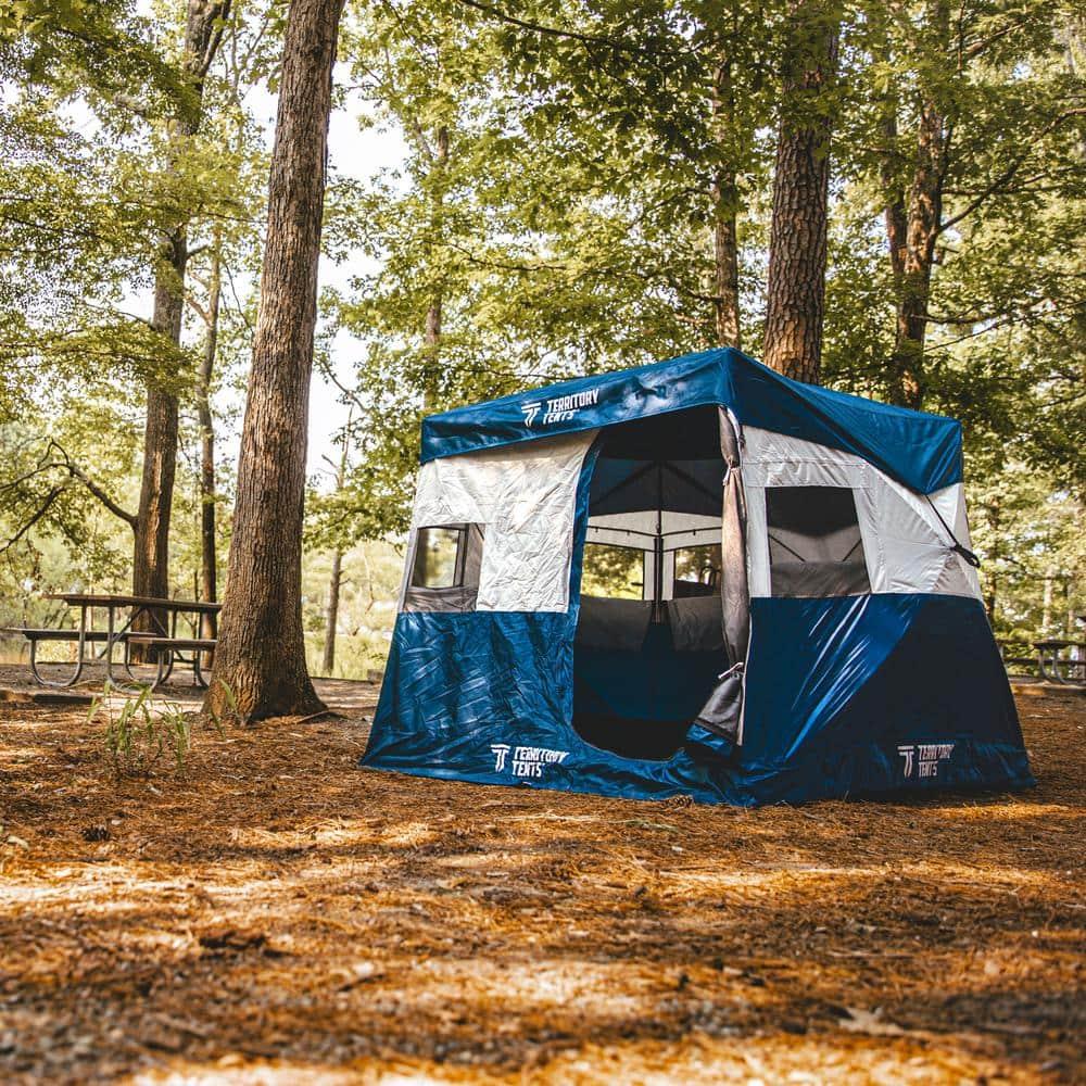 Territory Tents Jet Set 3 Hub Tent, Easy 90 Second Set-Up, Waterproof, UV Resistant, Ample Storage Options, 3-Person, Deep Blue, 78" x 94" x 94", CT301DB