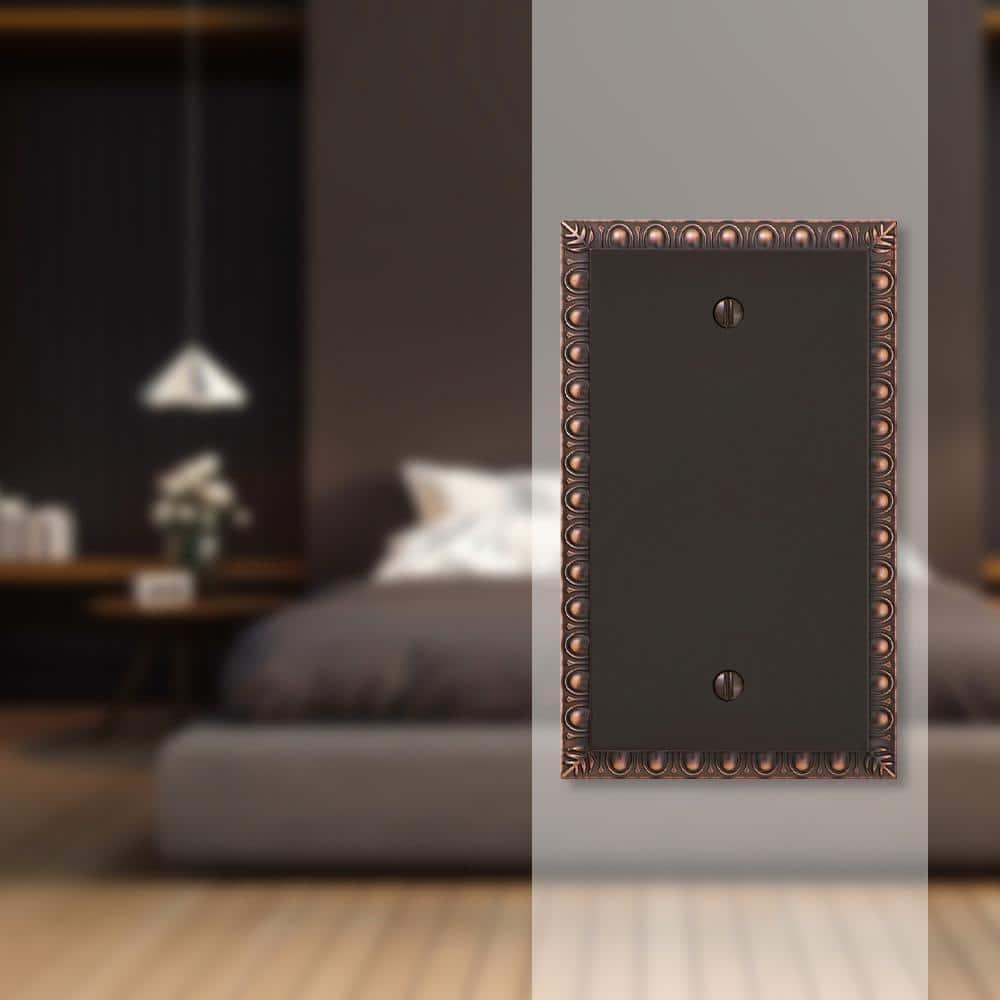 Amerelle 90BVB Egg & Dart Wallplate, 1 Blank, Cast Metal, Aged Bronze, 1-Pack