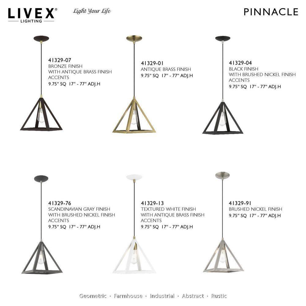 Livex Lighting Pinnacle 1 - Light Pendant in  Textured White/Antique Brass