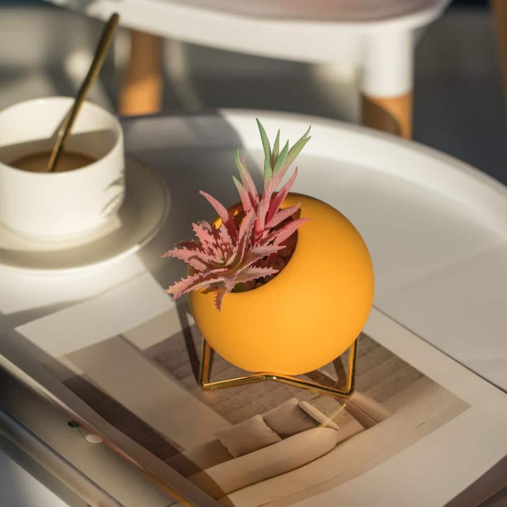 Fabulaxe Small Modern Ceramic Flower Vase for Living Room, Home Office Table, Dining Room and Entryway, Yellow