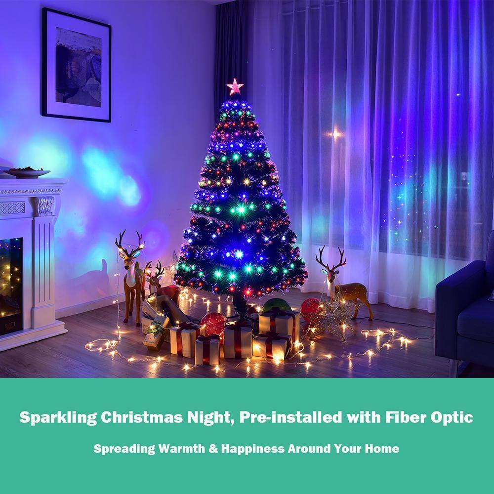 Costway 5ft Pre-Lit Christmas Tree Fiber Optic Multicolor LED Lights