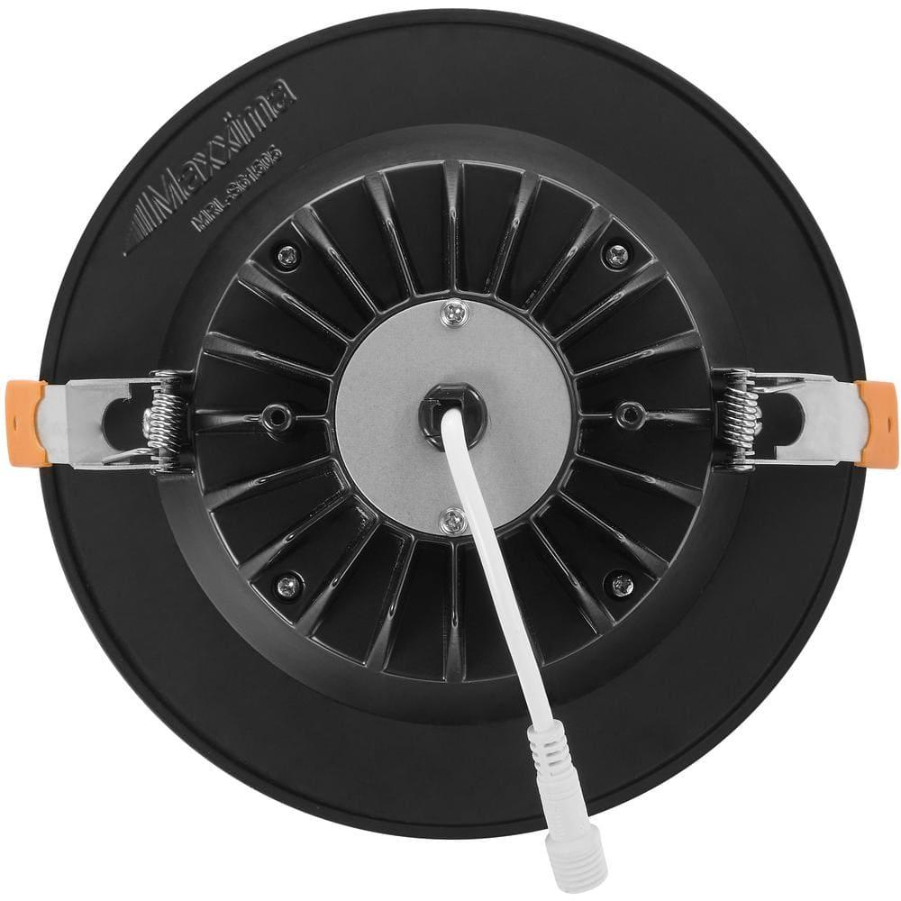 Maxxima 6” Ultra-Thin Recessed Anti-Glare LED Downlight, Canless IC Rated, 1200 Lumens, 5 Color Temperature Select 2700K/3000K/3500K/4000K/5000K, Dimmable, Black Trim, 90 CRI, 5CCT Slim J-Box Included