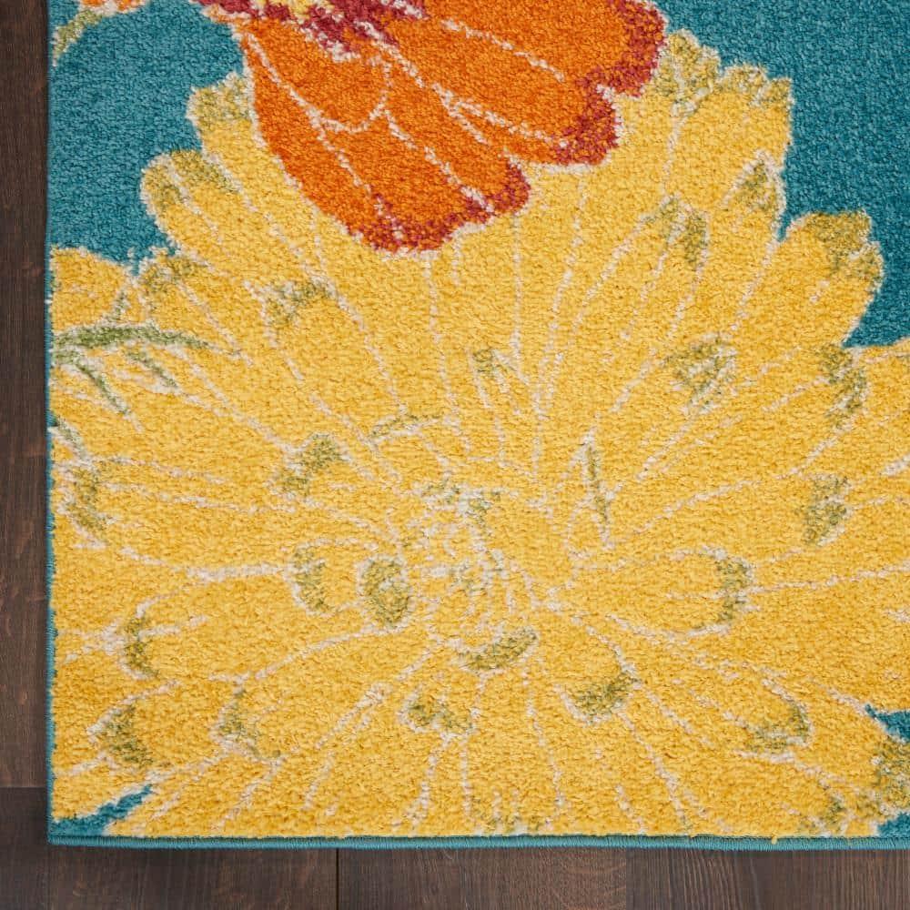 Nourison Allur Oversized Flowers Indoor Area Rug Turquoise Multicolor 2' x 3'