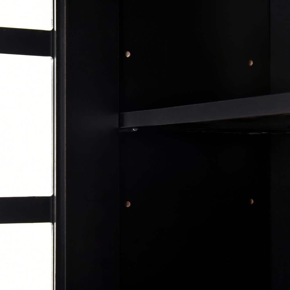 HOMCOM Kitchen Buffet with Hutch, Storage Pantry with 3 Cabinets, 2 Open Shelves and Large Countertop, Black