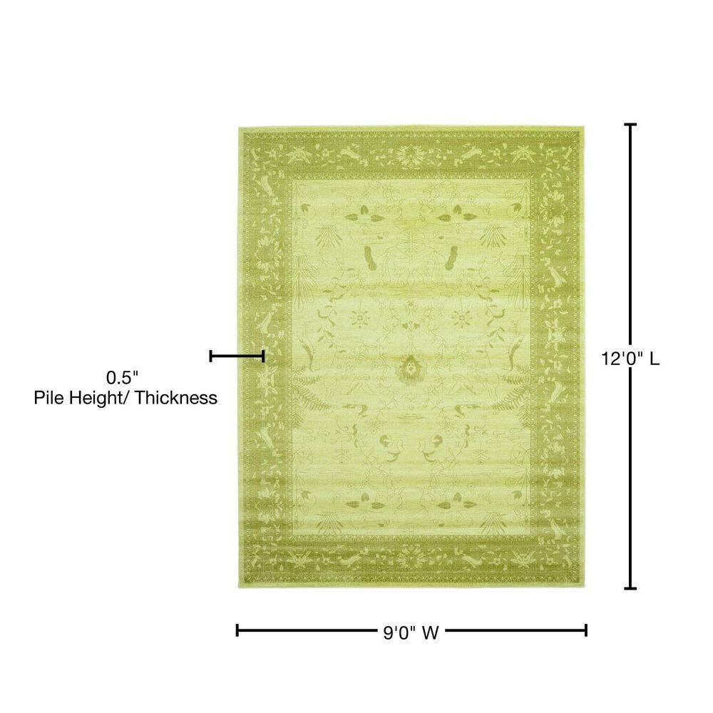 Unique Loom 9' 0 x 12' 0 Light Green La Jolla Floral Area Rug