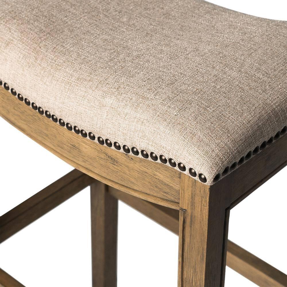 Maven Lane Maven Lane Adrien Backless Saddle Kitchen Stool with Fabric Upholstery