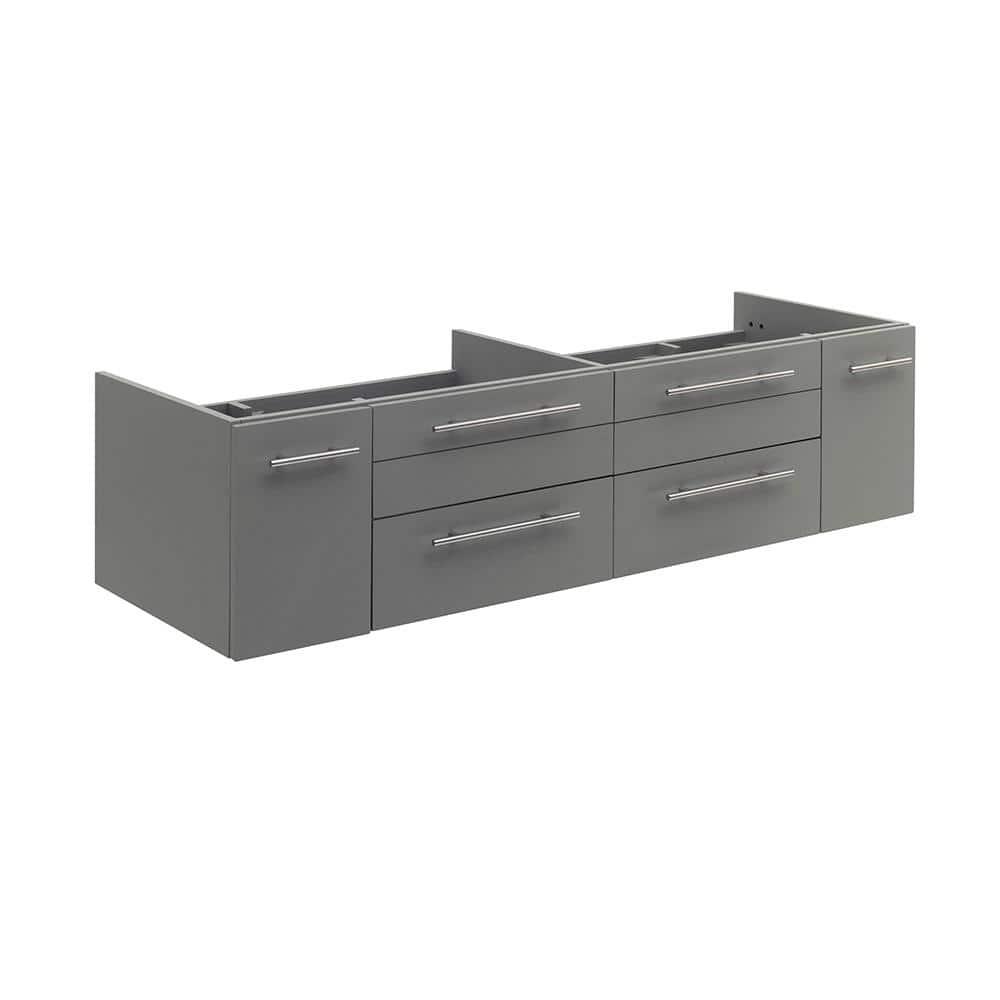 Fresca Lucera 60" Wall Mount Double Undermount Sink Bathroom Vanity Base Only (Top & Sink Not Included)