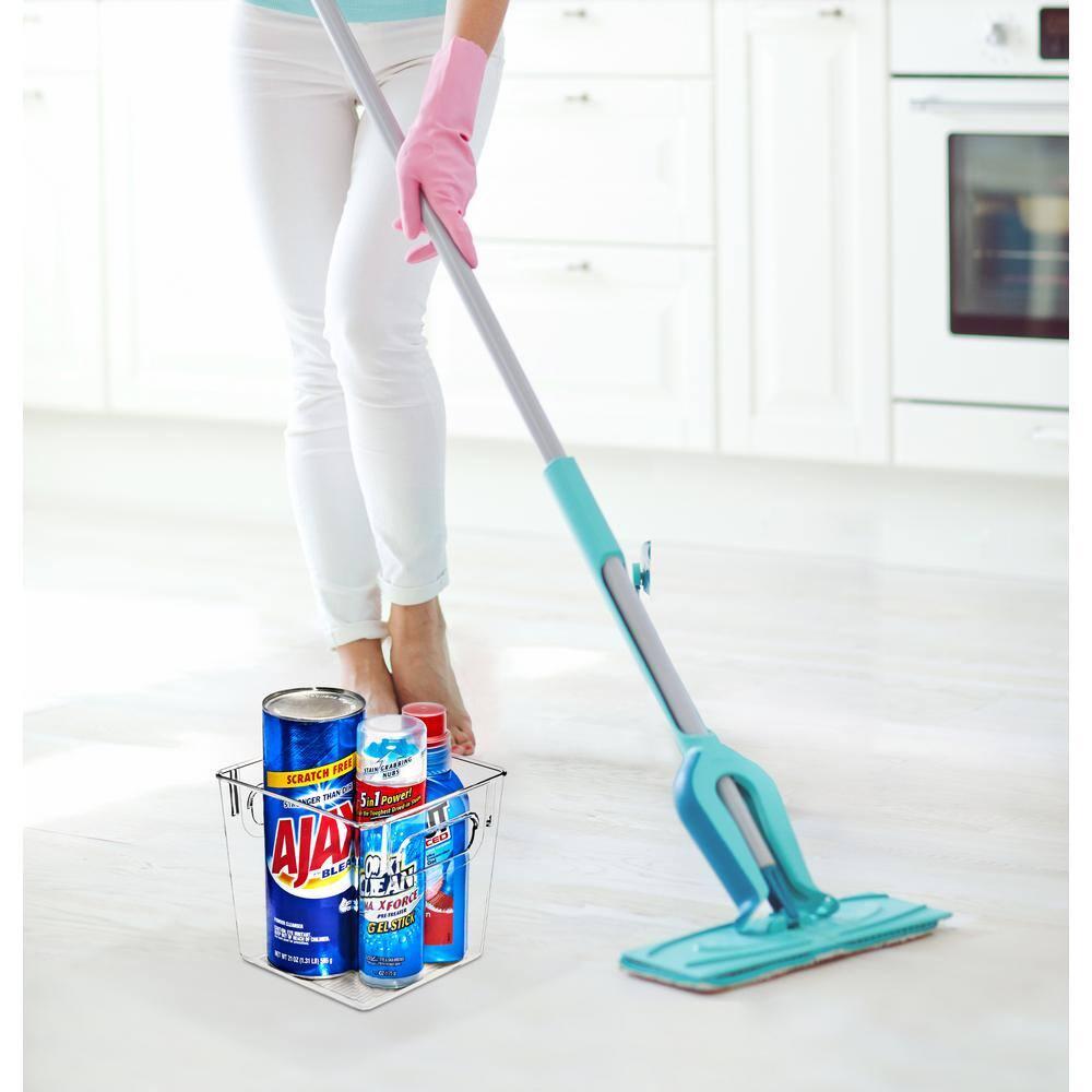 Sorbus 2 Pack Small Clear Plastic Storage Bins, Clear Organizer Bins with Handle for Kitchen, Pantry, Cabinet, Refrigerator, Craft, Toys, Clothes, Closet, Under Sink, Bathroom Organizers and Storage