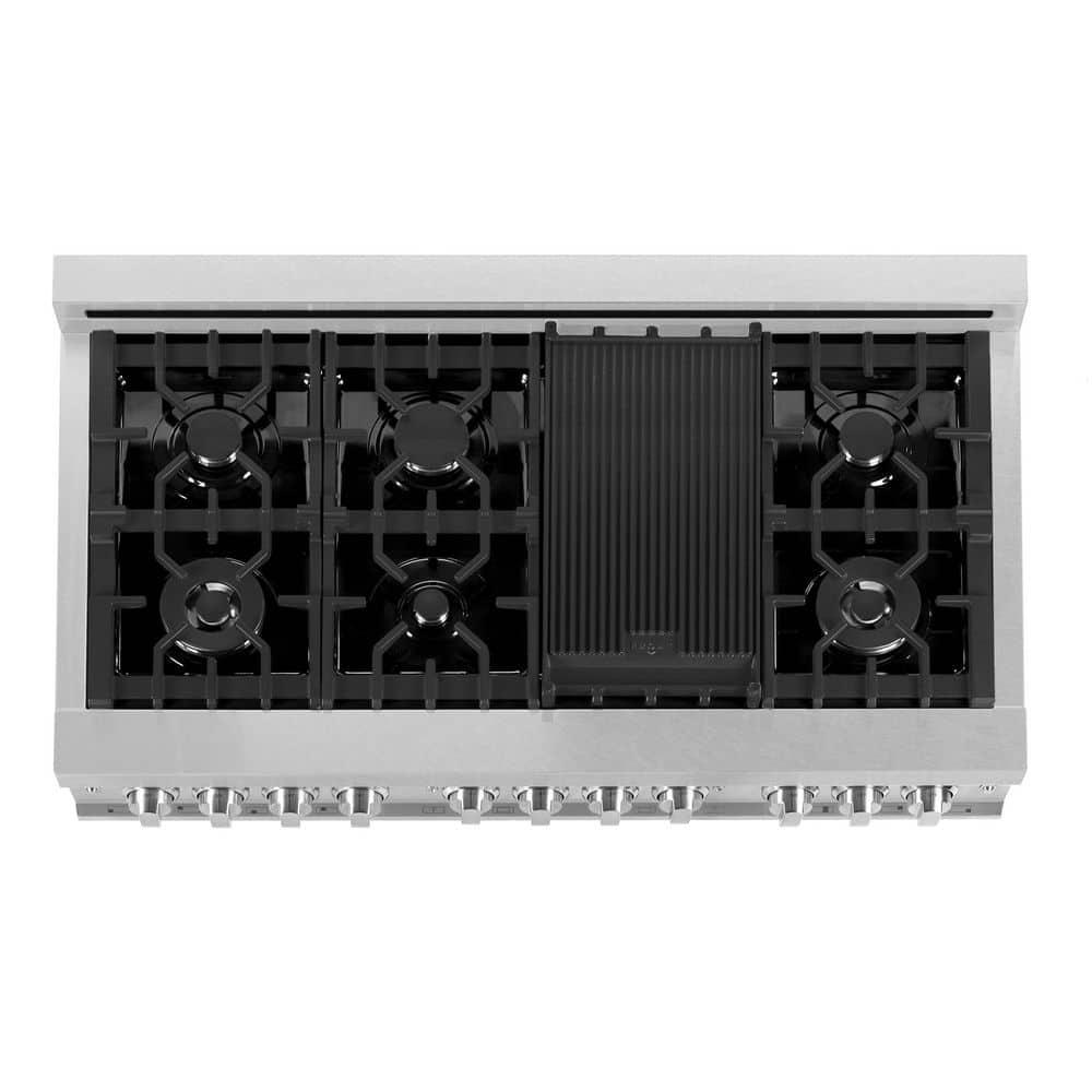 ZLINE 48 in. 6.0 cu. ft. Legacy Dual Fuel Range W/ 7 Burner Gas Cooktop & 2 Electric Ovens in Stainless Steel (RA48)