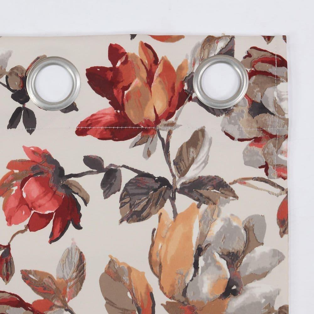 Sun Zero Irma Vintage Floral Blackout Grommet Curtain Panel, 40"x63", Stone
