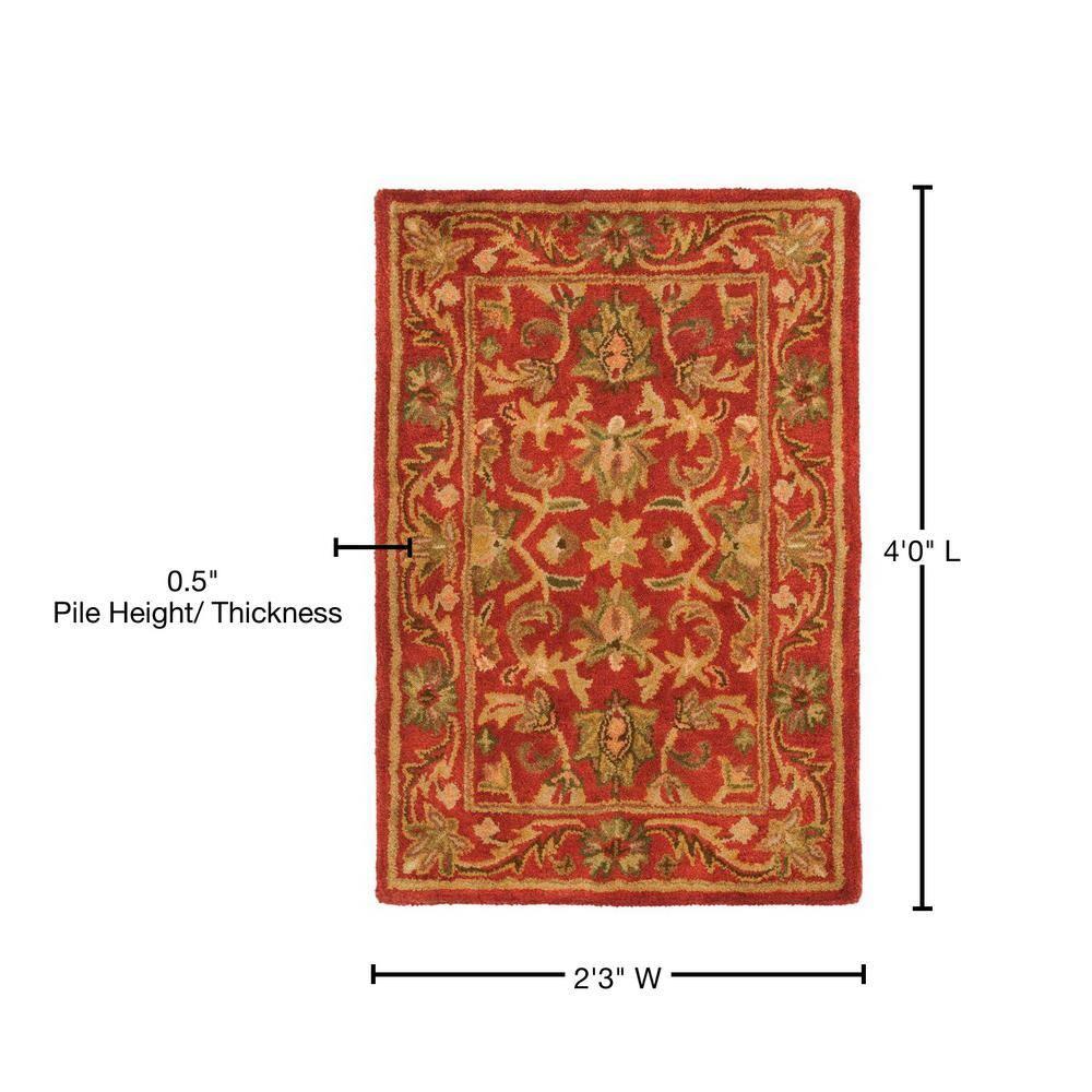 Antiquity AT52 Hand Tufted Indoor Accent Rug - Red/Red - 2'3"x4' - Safavieh