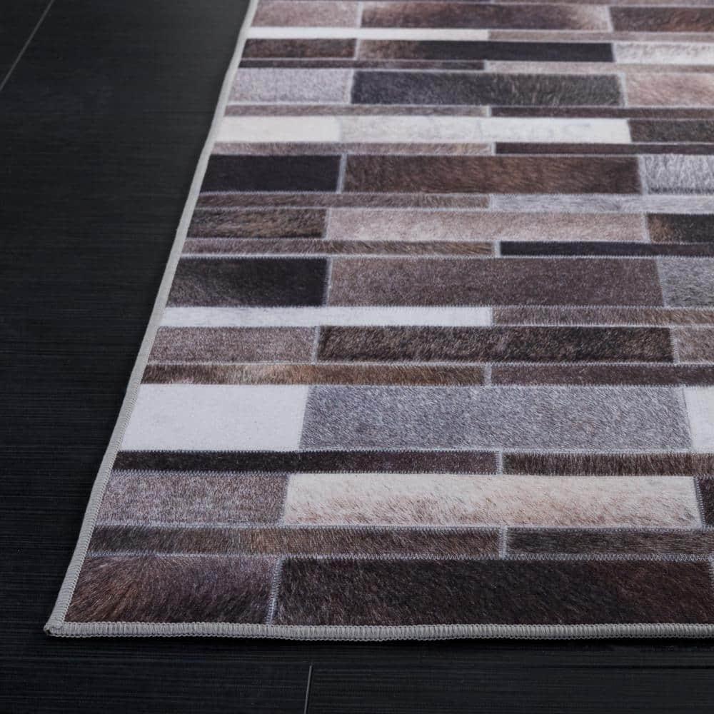 Faux Hide FAH542 Power Loomed Machine Washable Area Rug - Ivory/Grey - 3'x5' - Safavieh.