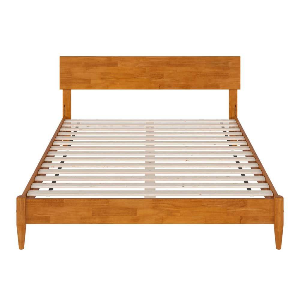 AFI Aria Queen Modern Solid Wood Low Profile Platform Bed, Light Toffee