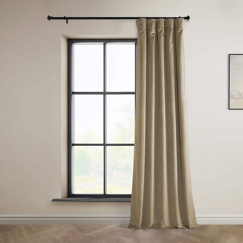 Half Price Drapes Museum Taupe Heritage Plush Velvet Room Darkening Curtains (1 Panel), 50W X 120L