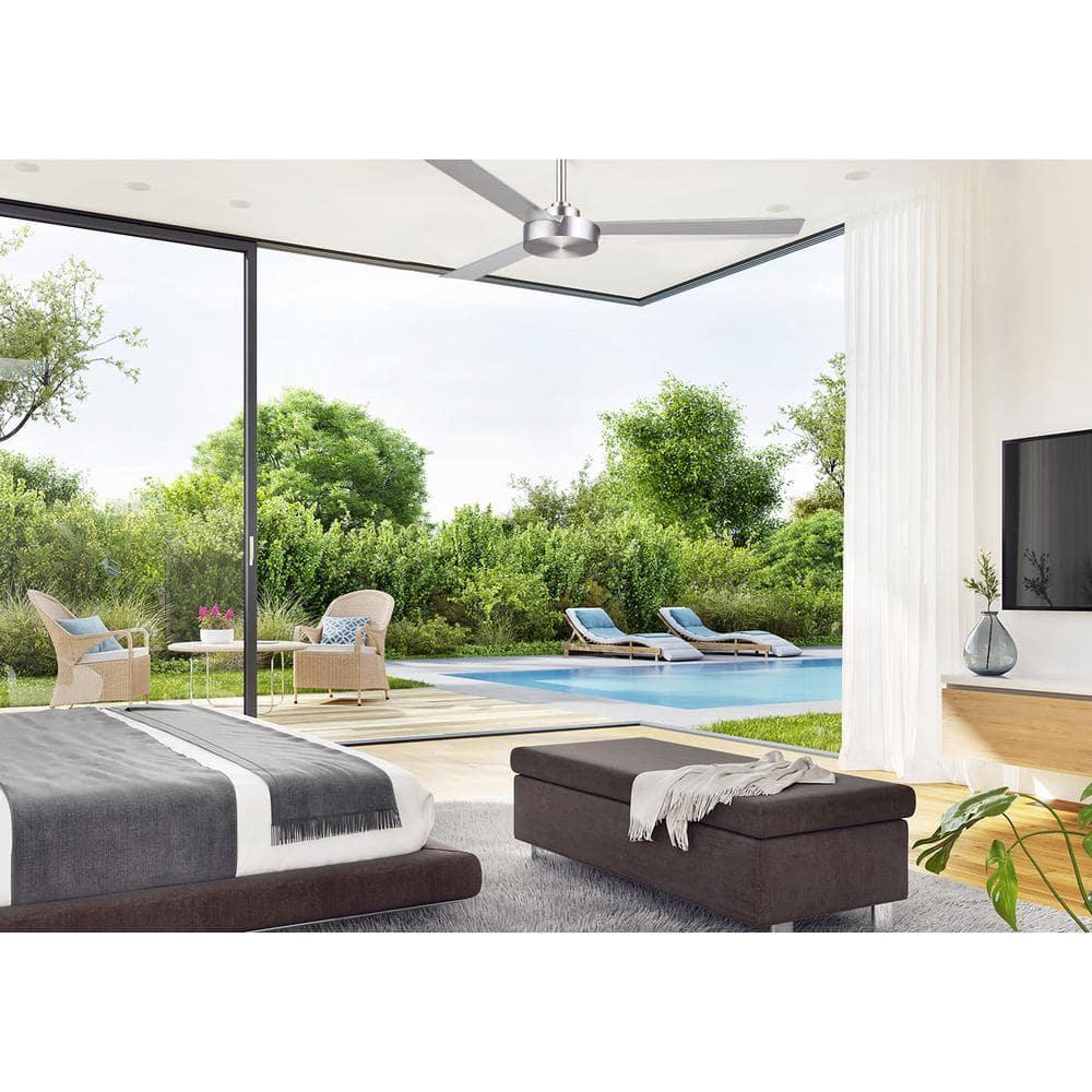 52" Minka Aire Modern 3 Blade Indoor Ceiling Fan Brushed Aluminum Silver for Living Room Kitchen Bedroom Family Dining House Home