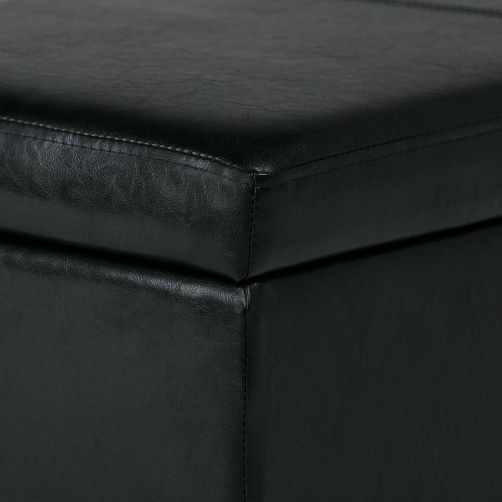 Simpli Home Avalon Storage Ottoman Bench In Midnight Black Vegan Faux Leather