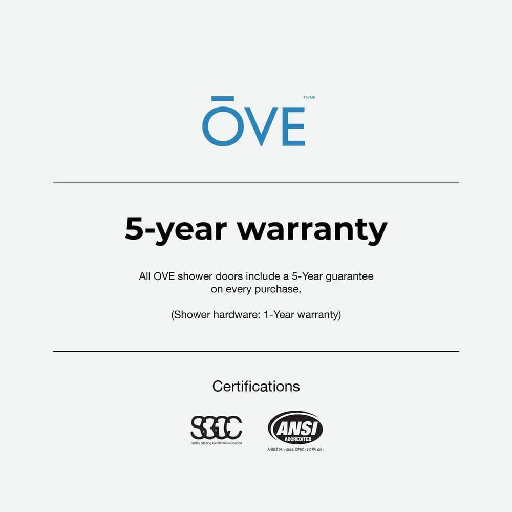 Ove Decors Stanford 48 In. W X 74 In. H Sliding Fluted Straight Alcove Shower Door