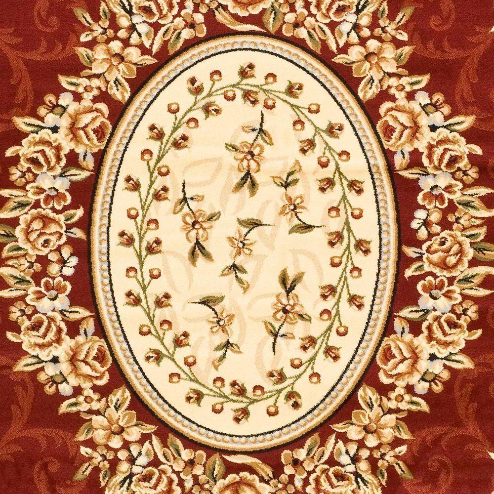 Lyndhurst LNH328 Power Loomed Area Rug - Red/Ivory - 8'x11' - Safavieh