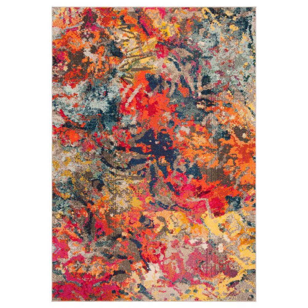 Monaco MNC258 Power Loomed Area Rug - Blue/Orange - 5'1"x7'7" - Safavieh.