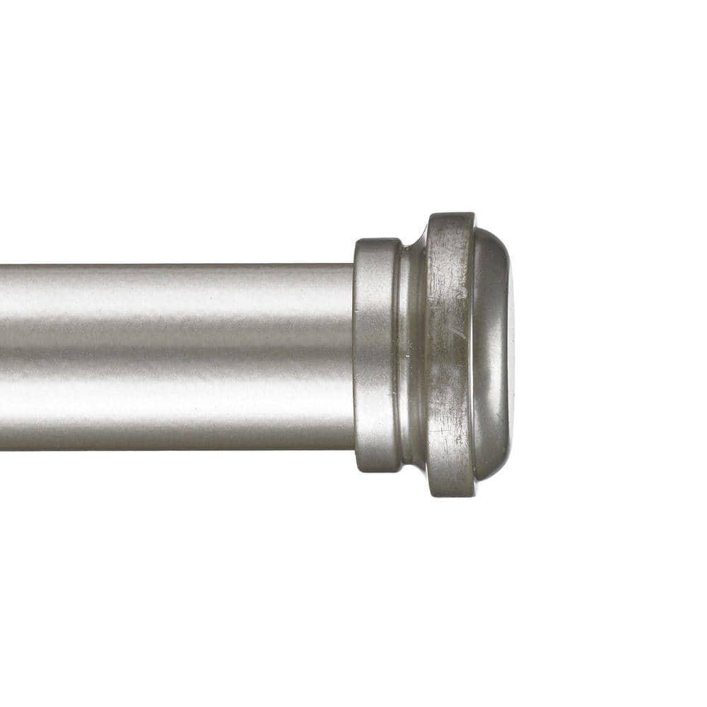 Tekno 25 - 84 in. Non-Adjustable 1-1/8 in. Single Traverse Window Curtain Rod Set in Silver with Empire Finial