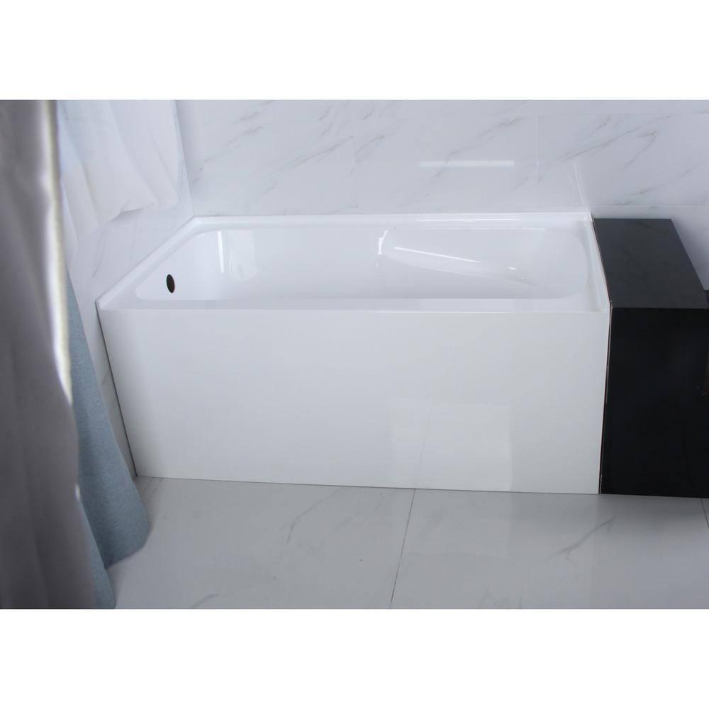 54 in. Acrylic Alcove Tub with Arm Rest & Left Hand Drain Hole, White