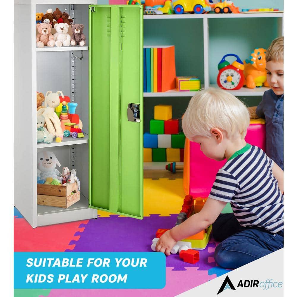 48-Inch Green and Off-White Steel Kids Storage Locker