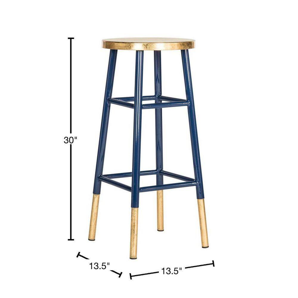 Emery Dipped Gold Leaf Bar Stool - FOX3230 - Navy/Gold - Safavieh Couture