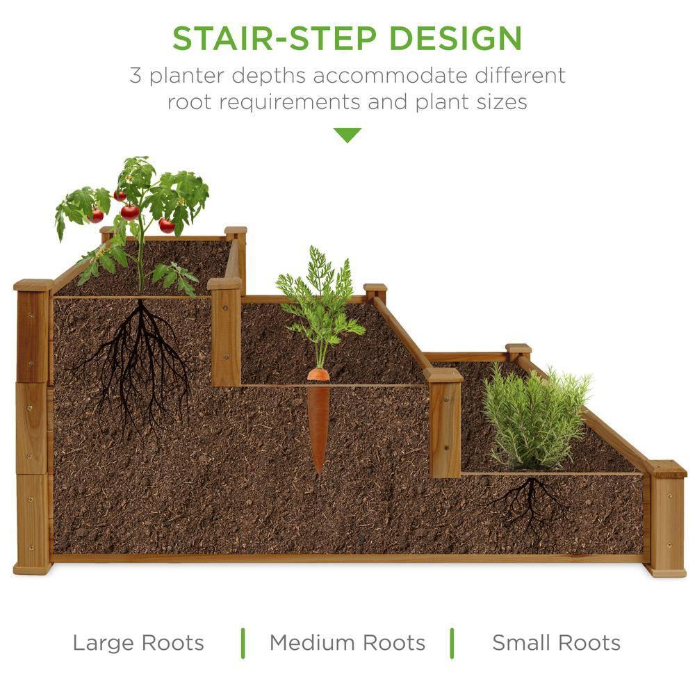 Arlmont & Co. Rosselyn 3-Tier Fir Wood Raised Garden Bed Planter for Plants, Vegetables, Outdoor Gardening