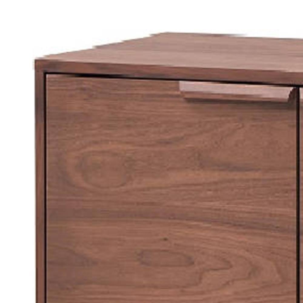 Benjara BM312376 53 in. Evis Sideboard Server Console with 2 Cabinets & Stone Top, Walnut Brown