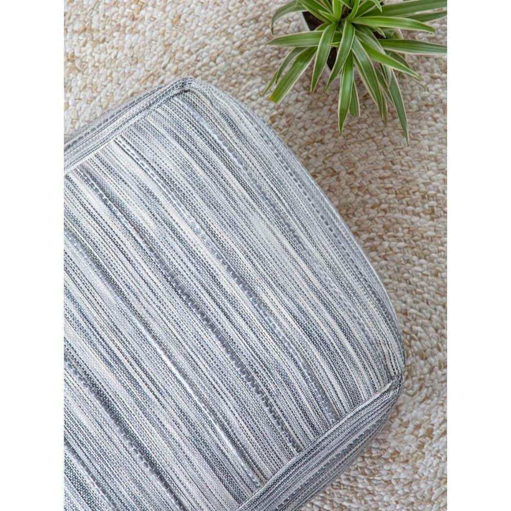 Joya Pouf Blue/Ivory - Anji Mountain: Square Unupholstered, Spot Clean, Fair Trade Certified, 17" Height