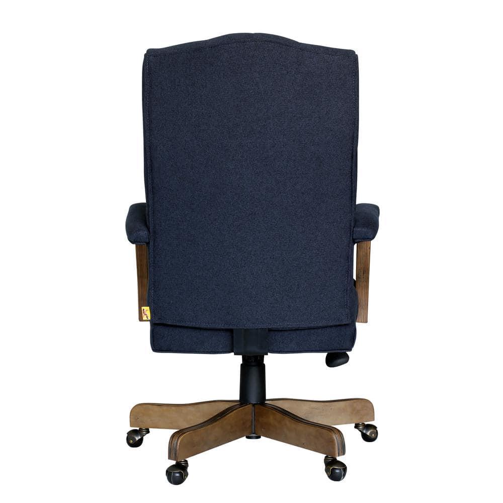 Traditional Executive Chair Navy - Boss Office Products: Commercial Grade, Driftwood Base, Brass Castors
