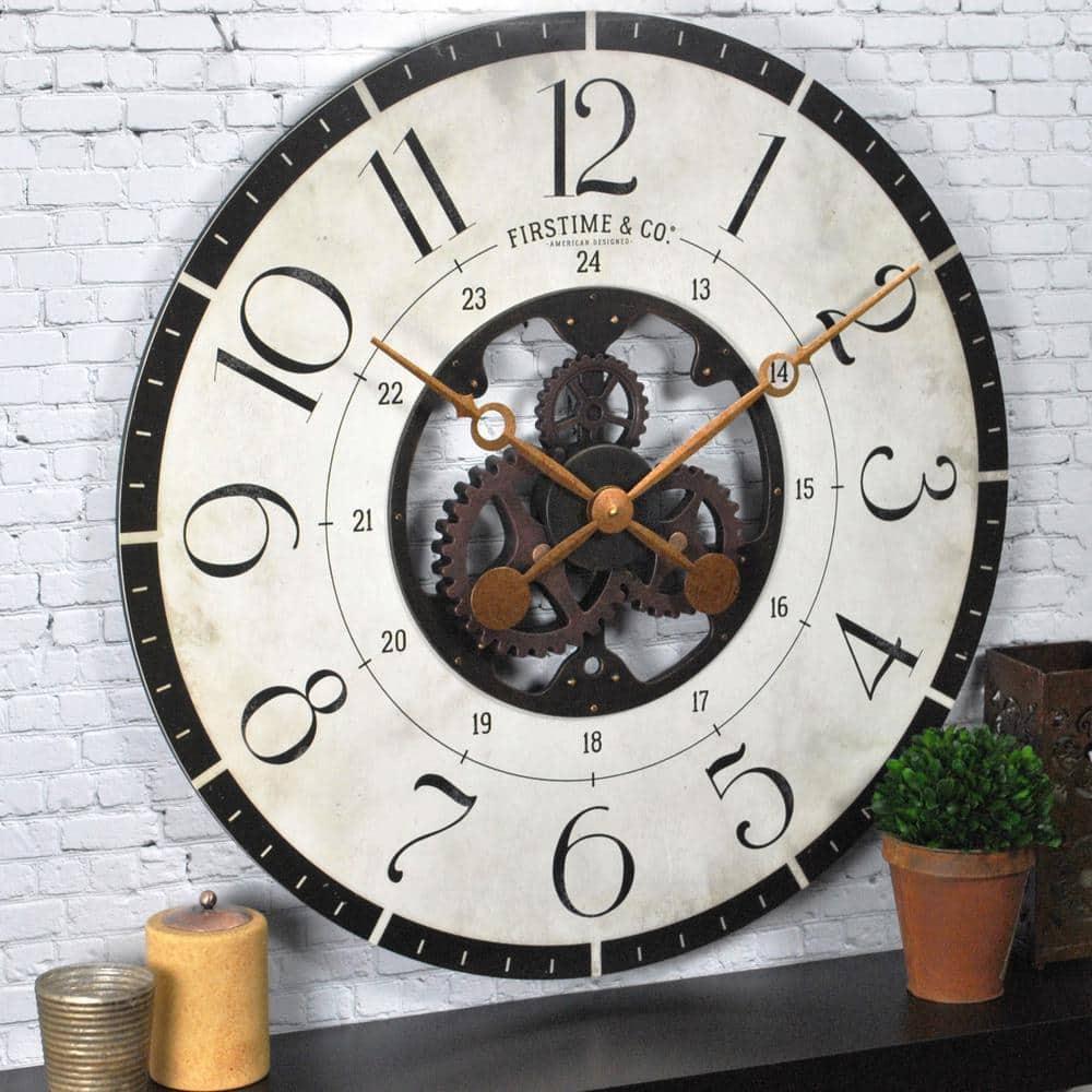 FirsTime & Co. Brown And Bronze Carlisle Gears Wall Clock, Industrial, Analog, 27 x 2 x 27 in