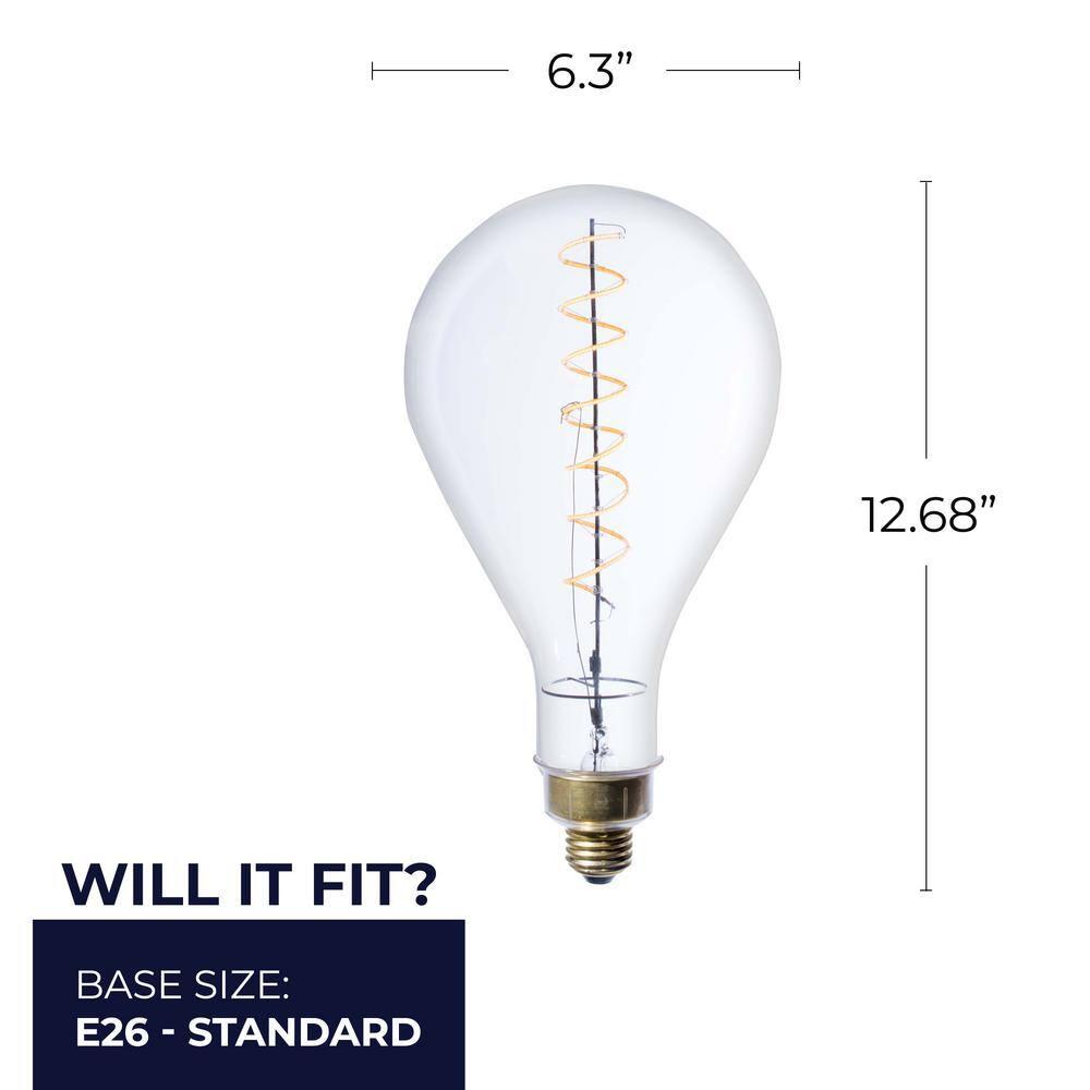 Bulbrite Industries 776300 Oversized PS52 Clear LED Edison Bulb, 60 Watt Equivalent, E26 Dimmable 2200K