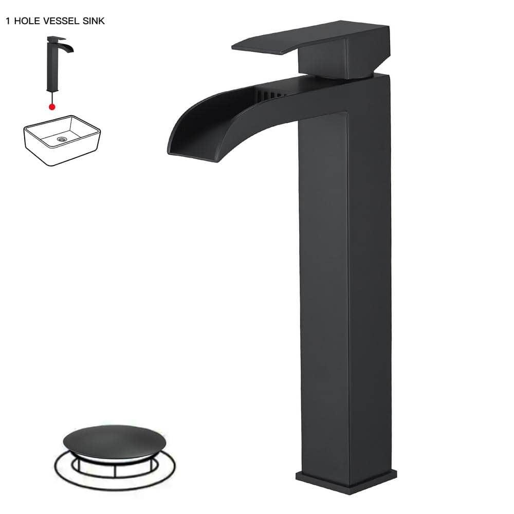 VIBRANTBATH 6009H-Black Vessel Sink Faucet Single-handle Bathroom Faucet with Drain Assembly